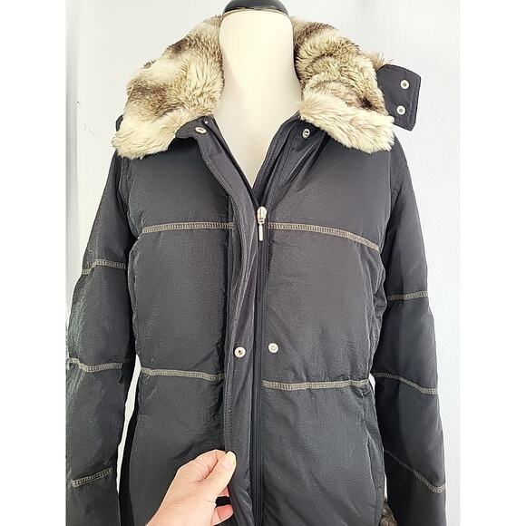 Platinum Utex Faux Fur Trim Down Parka Coat Black M Mobwife Penny Lane Winter - Picture 6 of 15